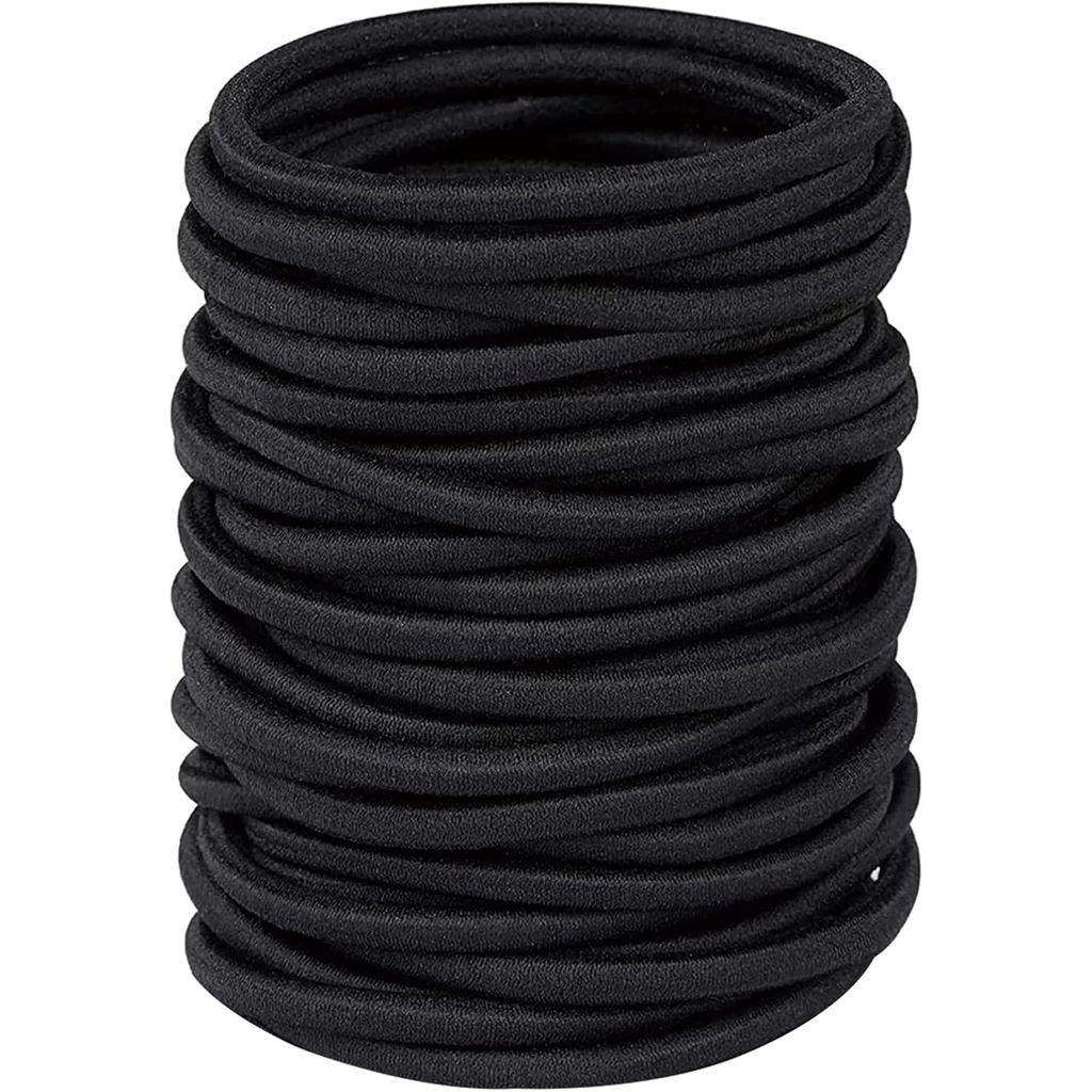 32 Elásticos de Cabelo para Mulheres com Cabelos Grossos, Elásticos de Cabelo de 4mm para Meninas, Elásticos Pretos para