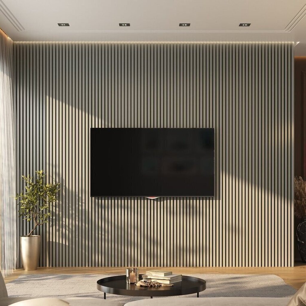 Painel Ripado de PVC 8 Barras de 2,70MX15CM (3,24m²) Bariri Cinza