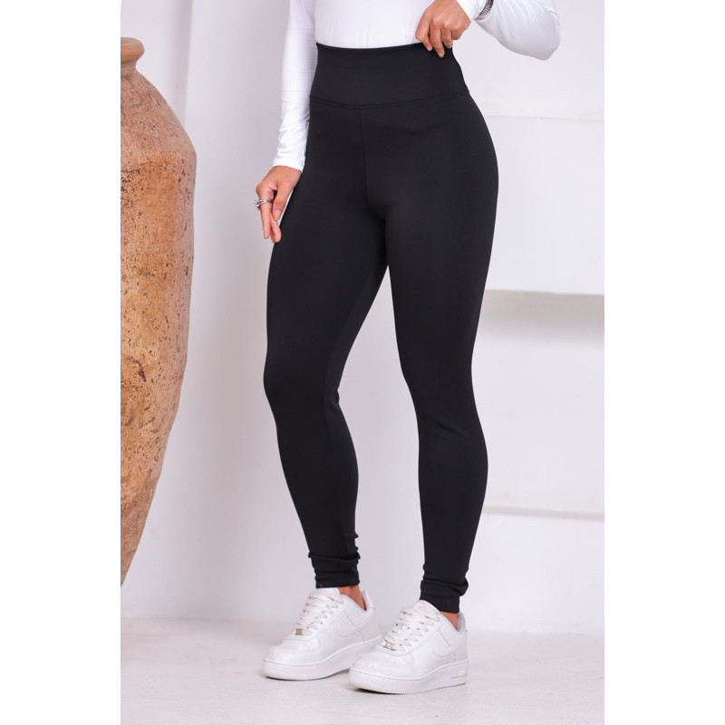 Legging Feminina Premium Cintura Alta Zero Transparência Compressão Levanta Bumbum Preta Fitness Casual