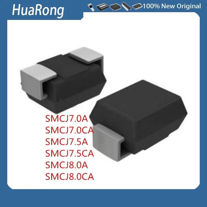 100 peças/lote SMCJ7.0A SMCJ7.0 ca smcj7.5 a smcj7.5 ca smcj8.0 a smcj8.0 ca 1500W 7.0 v 7.5 v 8.0 v DO214AB
