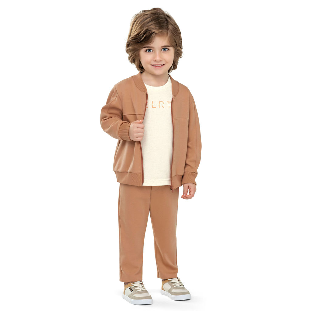 Conjunto Infantil Menino Moletom Zíper Colorittá Marrom