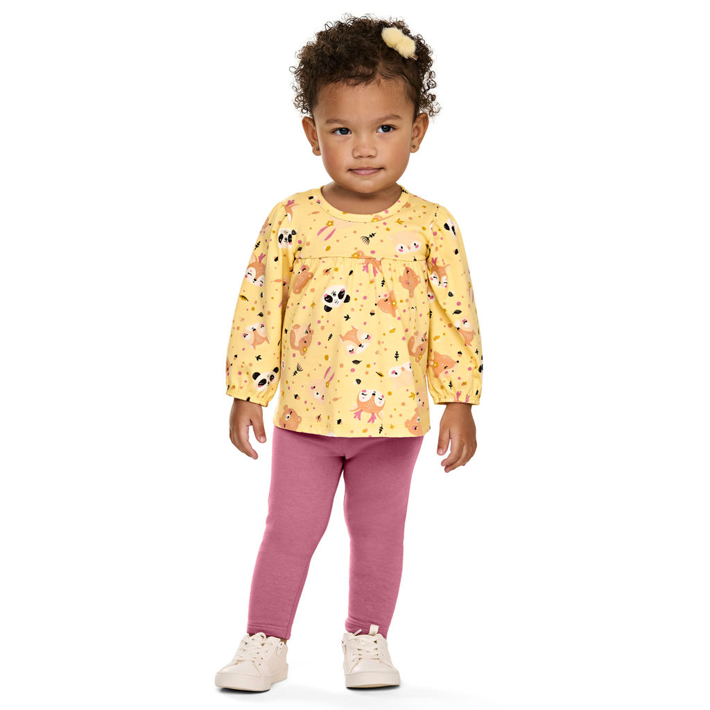 Conjunto Bebê Menina Manga Longa Bichinhos Elian Amarelo