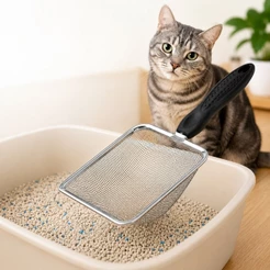 Pá Para Limpar Caixa De Areia Pet Peneira Coletora Em Aço Inox Para Gatos Cães Lagartos E Répteis