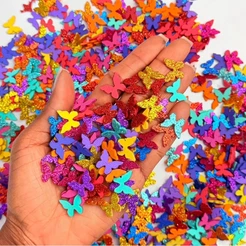 Apliques Borboletas Coloridas em Eva com Glitter para Artesanato e Decoração - Atelie da Folia