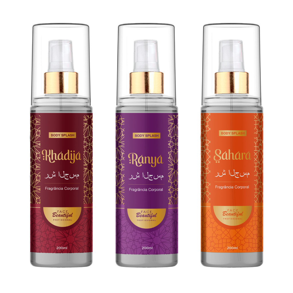 Kit 03 Body Splash Arabe Feminino Face Beautiful 200ml
