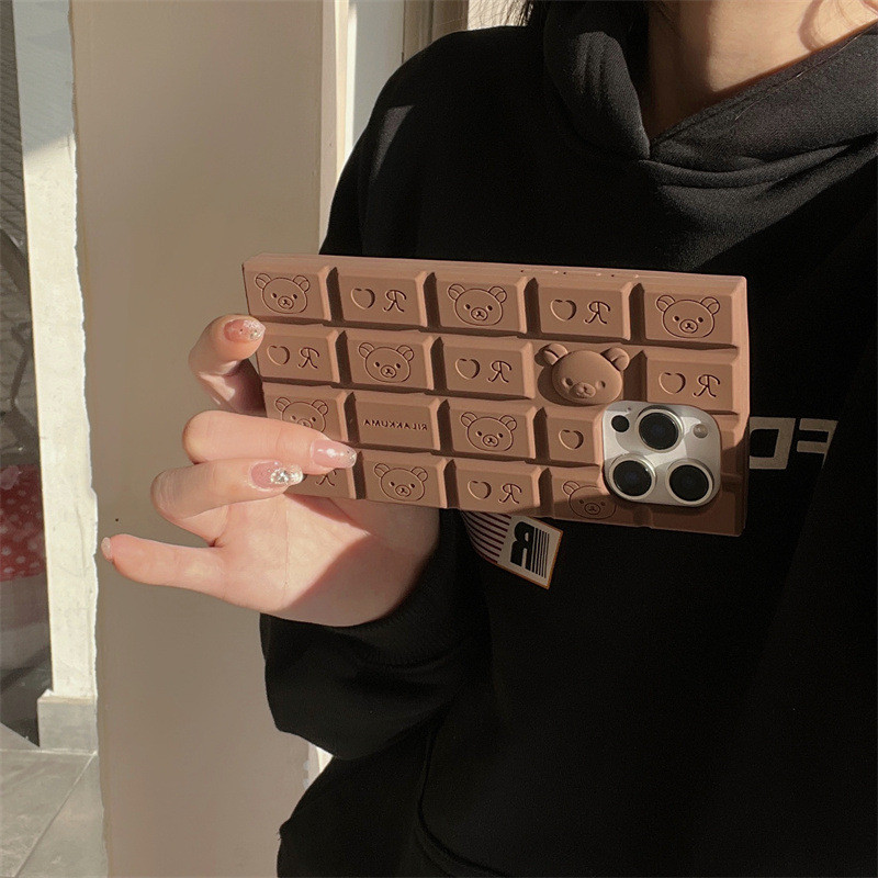 Iphone14 à prova de chassi mão Apple 15promax16 Chocolate tridimensional 12 desenhos animados adequado para gato kt gota
