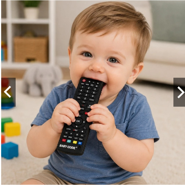 Mordedor de Controle Remoto Silicone para Bebês Macio Anti Stress Alivia Gengiva Brinquedo Sensorial