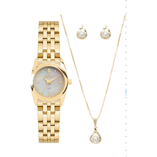 Kit Relógio Condor Feminino Mini Dourado - CO2036MZO/K4B