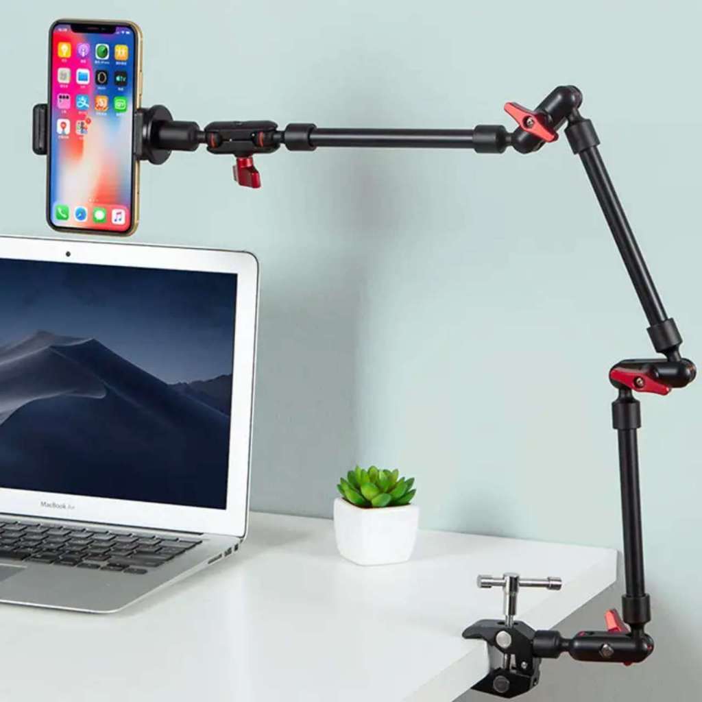 Suporte de Celular Articulado Multiangular com Braço Extensível  Mesa Universal com Garra Fixadora Ajuste 360° WXJ-L03