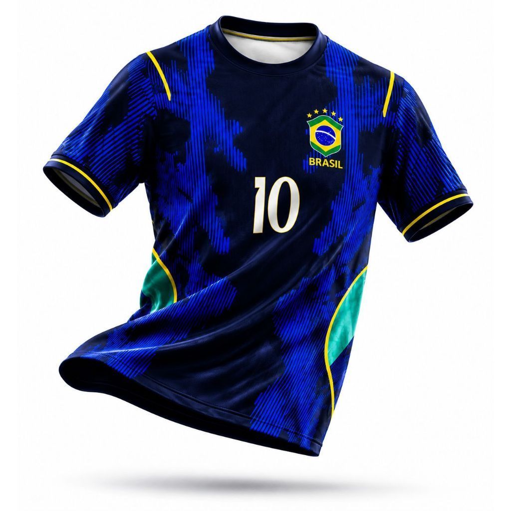 26/27 Copa do Mundo Camisa Seleção Brasileira Azul Versão Torcedor