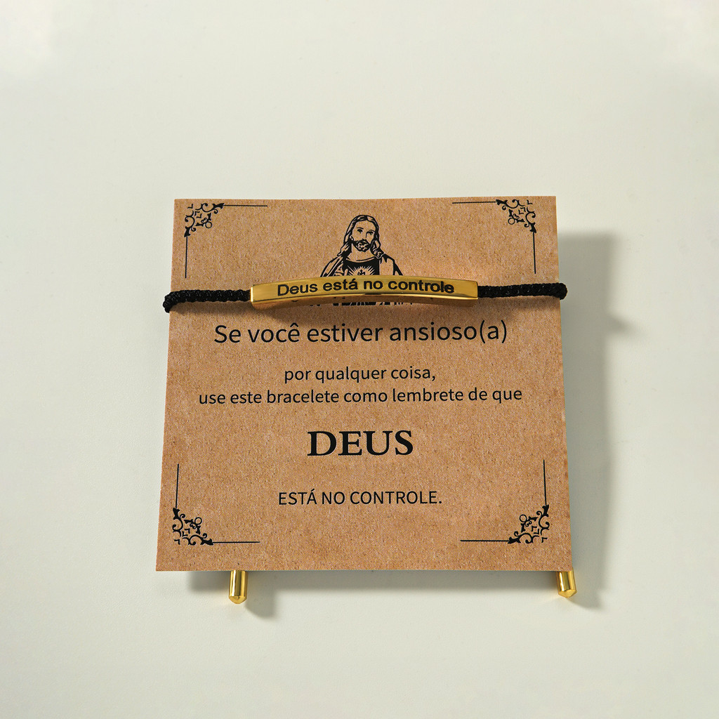 LOMISS Pulseiras Ajustáveis Em Aço Inoxidável Corda Preta Para,Personalização,Deus está no controle,Não deixe os dias d · foto 2