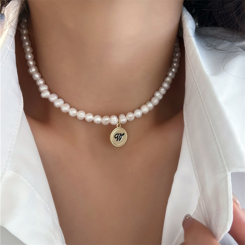 Pingente de letra I0SY com pérolas, colar de pérolas barrocas irregulares para suéter, colar luxuoso de pérolas naturais