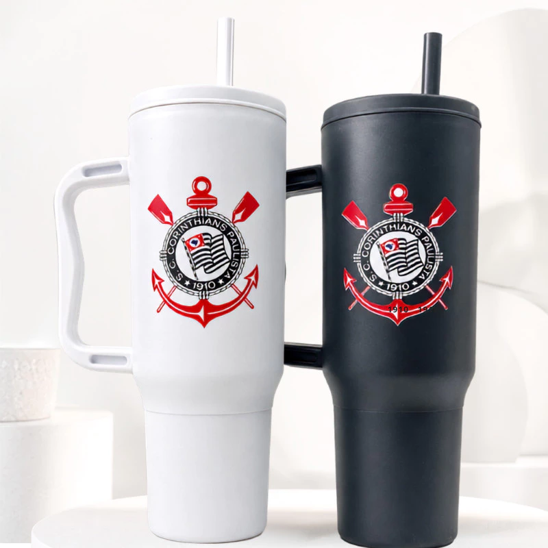 Copo com Canudo Corinthians 1200ml Em Policarbonato Sport Club Corinthians Paulista