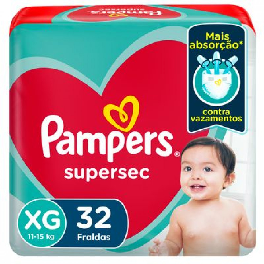 Fralda Descartável Infantil Pampers Supersec XG 32 Unidades