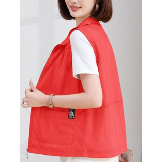 Colete fino colete feminino estilo curto 2026 novo estilo de meia-idade mãe idosa verão exterior Wear All-match sensação