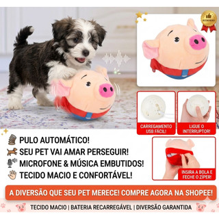 Brinquedo Interativo Do Porco Da Dança Para Cães Gatos Saltando Pelúcia Musical Recarregável