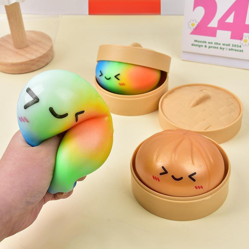 Brinquedo Antiestresse Squishy, Bola Colorida de Arco-Íris, Brinquedo Macio para Adultos e Crianças