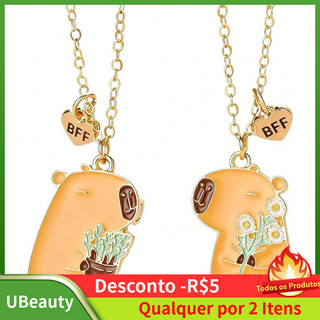 Colar de Capivara para 2 Pessoas, Conjunto de Colares para Melhores Amigas, Pingente de Capivara Fofo para Casais de Ani