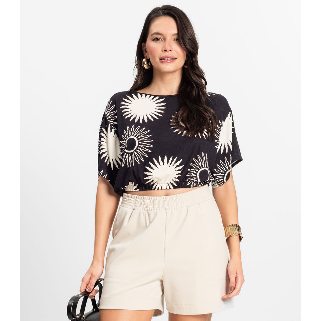 Blusa Feminina Manga Curta Rovitex Preto