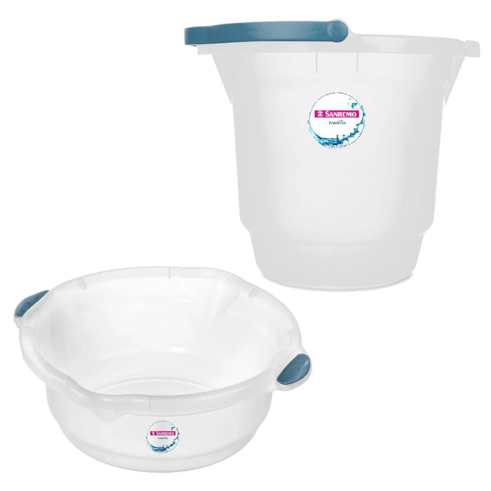 Kit Balde 12L e Bacia 14L Transparente Hydrus Sanremo