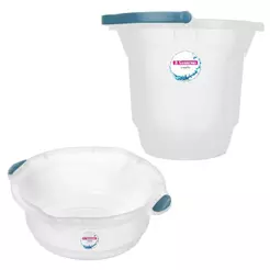 Kit Balde 12L e Bacia 14L Transparente Hydrus Sanremo