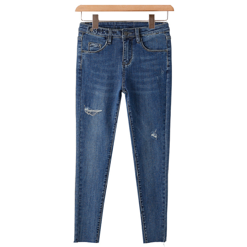 Xking [Qi] Primavera novo estilo feminino Jeans azul calça skinny skinny skinny slimer Look Jeans 003
