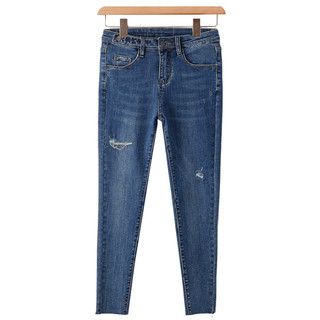 Xking [Qi] Primavera novo estilo feminino Jeans azul calça skinny skinny skinny slimer Look Jeans 003