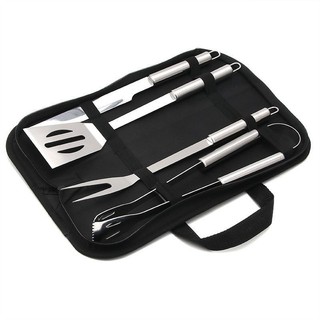 Kit 4 Para Churrasco Profissional Inox Kit Churrasco com 4 utensílios + 1 estojo de armazenamento.