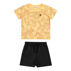 Conjunto Infantil Menino Folhas Flamê Elian Amarelo