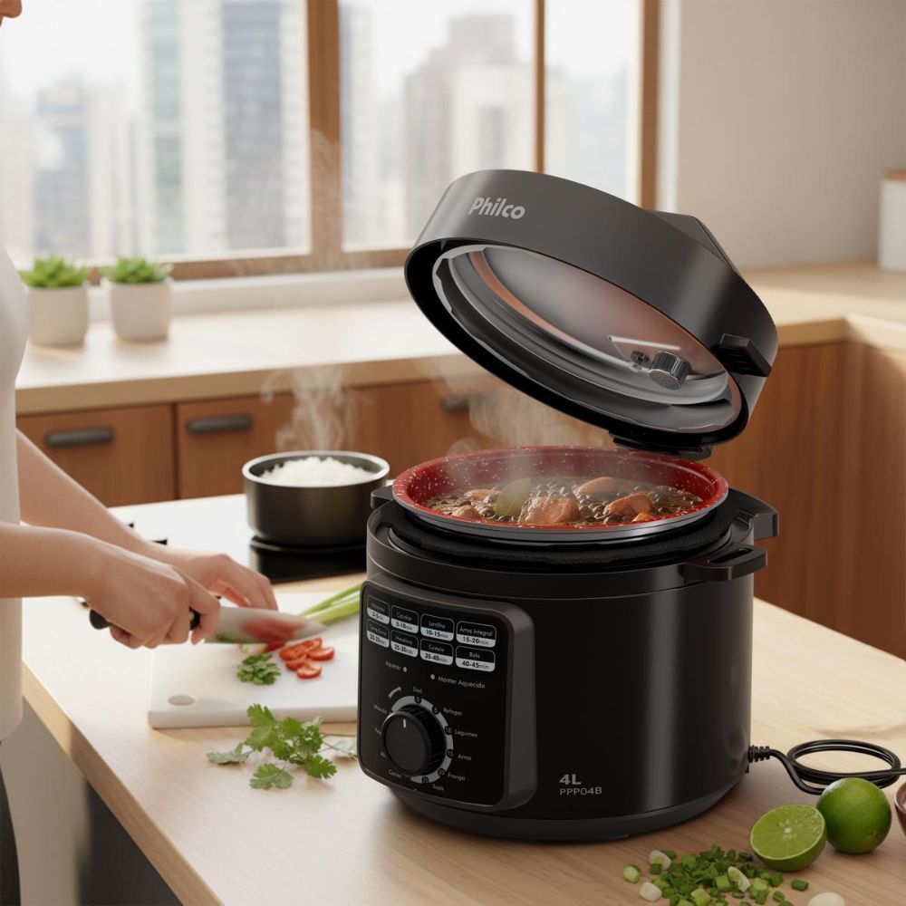 Panela de Pressão Elétrica Philco PPP04B 4 Litros 900W Redstone 9 Funções Para Arroz feijão e Carnes · foto 2