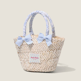 Saco de cesta de vegetais de verão, estoque pronto, simples, estilo feminino, palha, tecido, cor doce, carta, laço, nó, 