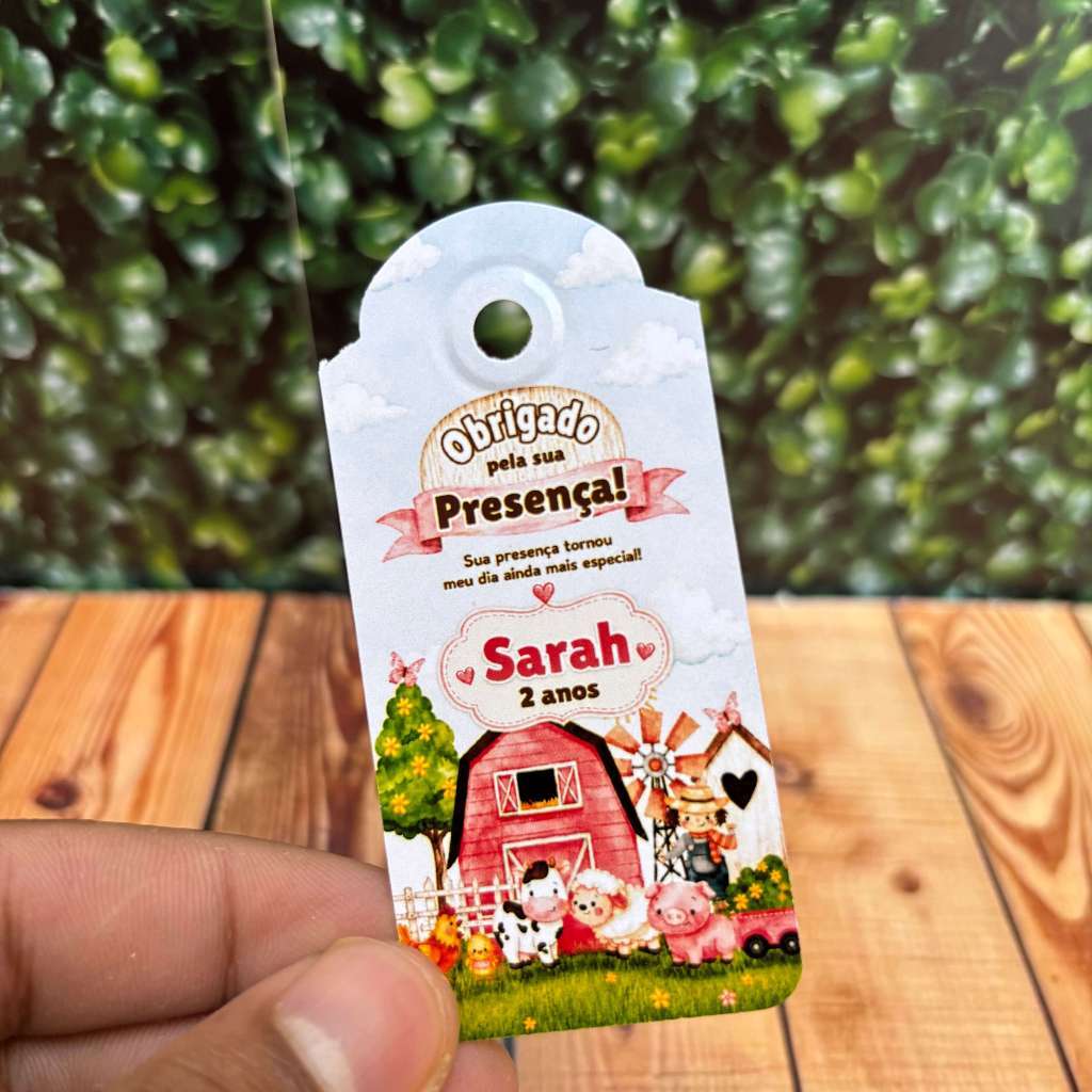 TAG Lembrancinha Fazendinha Cartão Agradecimento personalizada Festa Infantil Lembrancinhas Sacolas