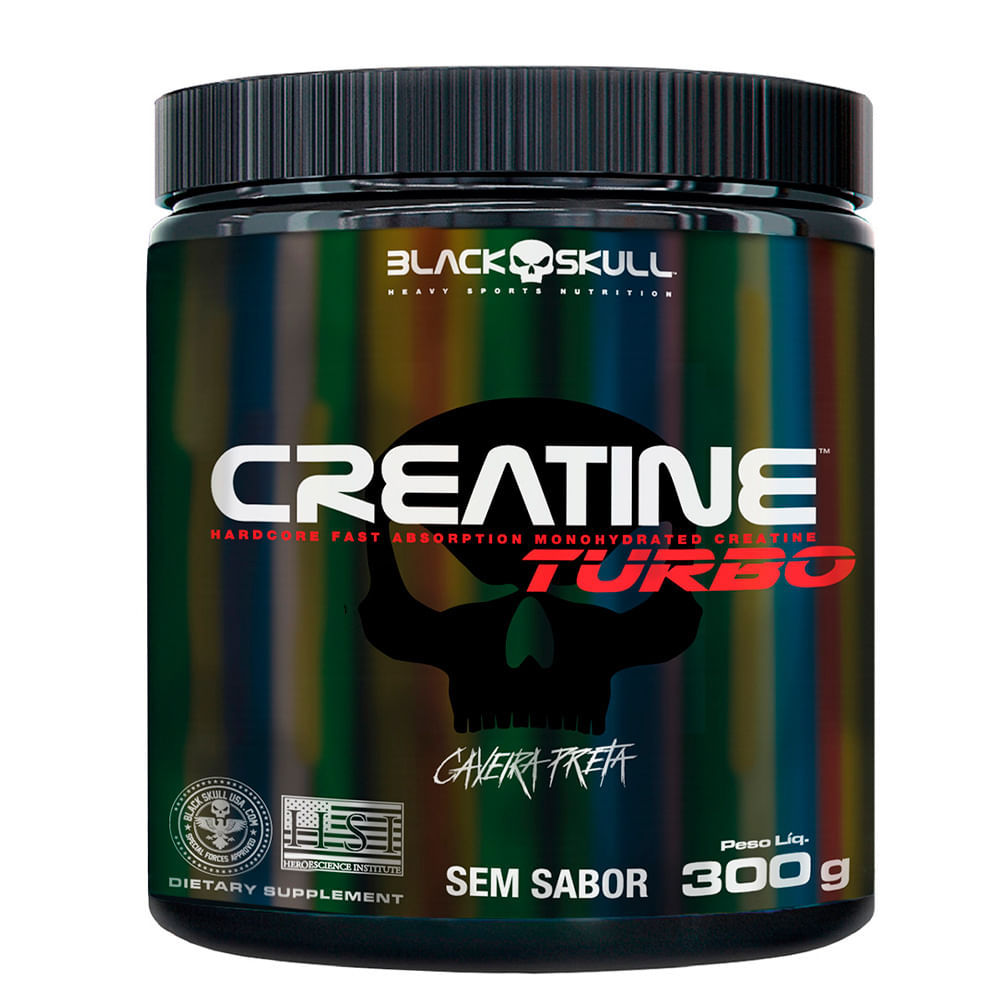 Creatina Turbo Black Skull Caveira Preta Sem Sabor Pote 300g