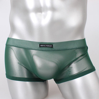 Roupa interior masculina elástica malha de náilon transparente sem Sac cuecas Boxer de cintura baixa de uma peça CZ203
