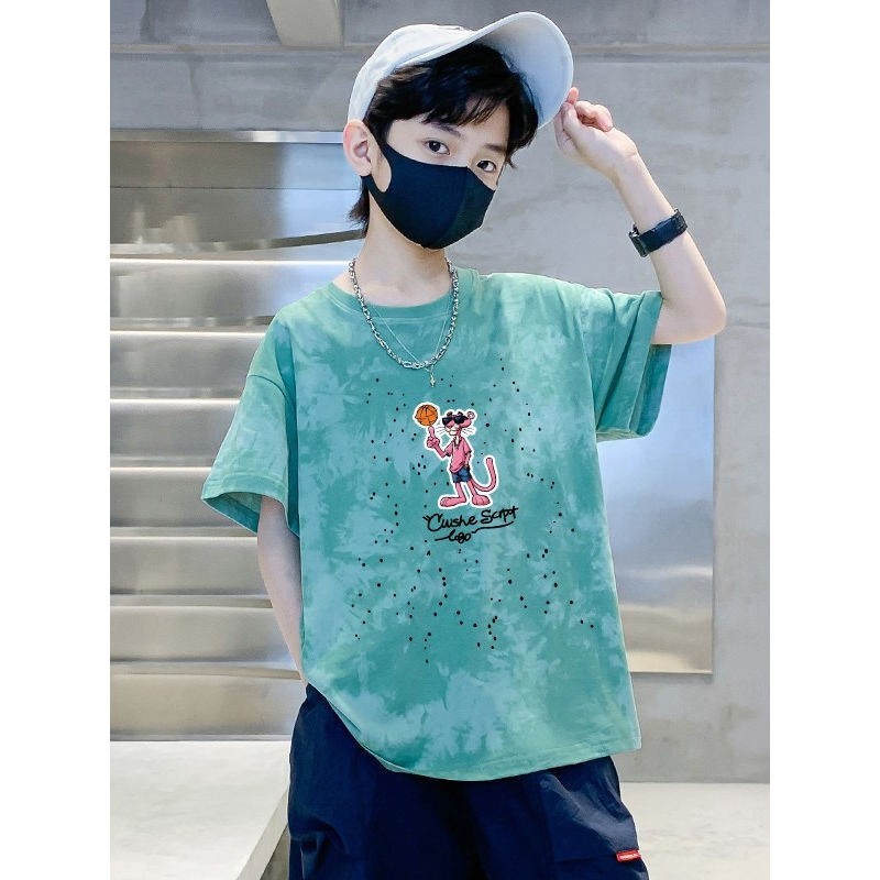 Meninos camiseta de manga curta 2026 novo estilo verão crianças estilo ocidental meia manga puro algodão camiseta médio 