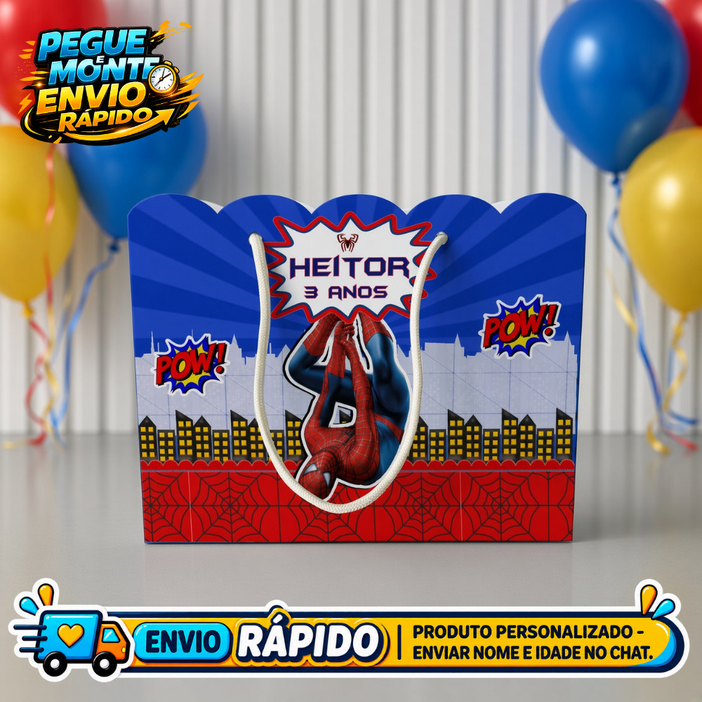 Sacolinha Personalizada Homem Aranha Lembrancinha de Festa Infantil Aniversário Sacola Surpresa