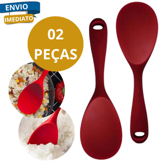 Kit 2 Colheres para Servir Arroz Utensílio Culinário para Cozinha Preta Vermelha Air Fryer Kit