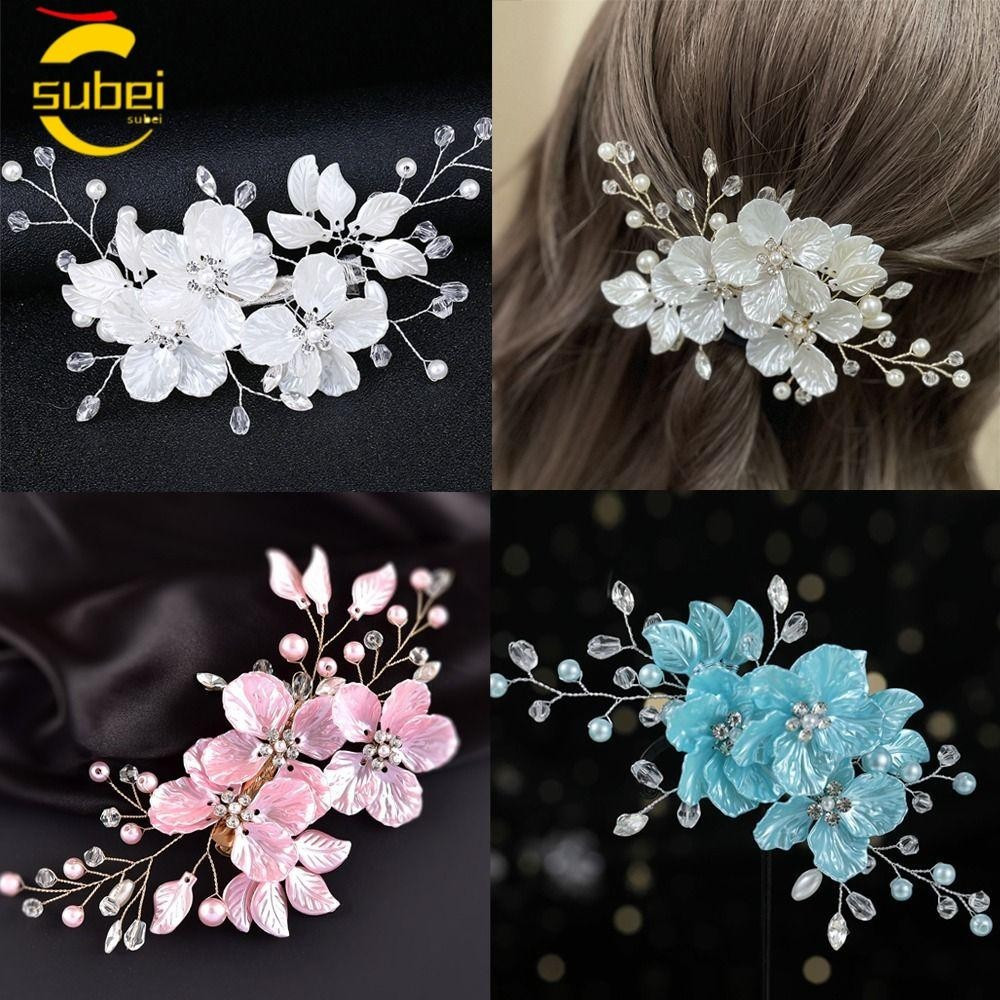 Presilha de Cabelo com Flores, Lindas Presilhas de Cabelo para Noivas com Cristais, Elegantes Presilhas de Cabelo Florai