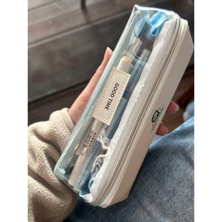 Japonês simples transparente saco de dor lápis caso luz luxo nicho não-colisão estilo minimalista resistente à sujeira e