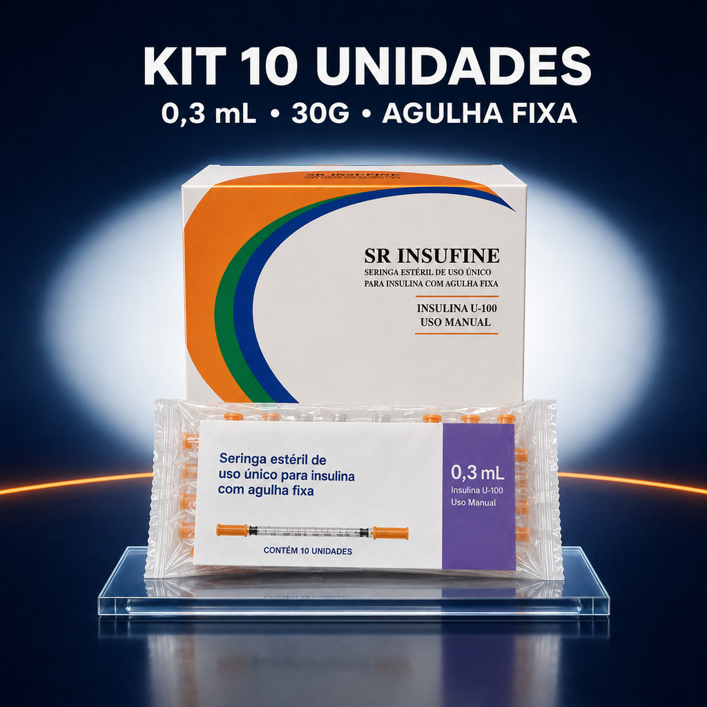 10und Seringa Insulina SR U-30 0,3ml Agulha Fixa 30G 30UI