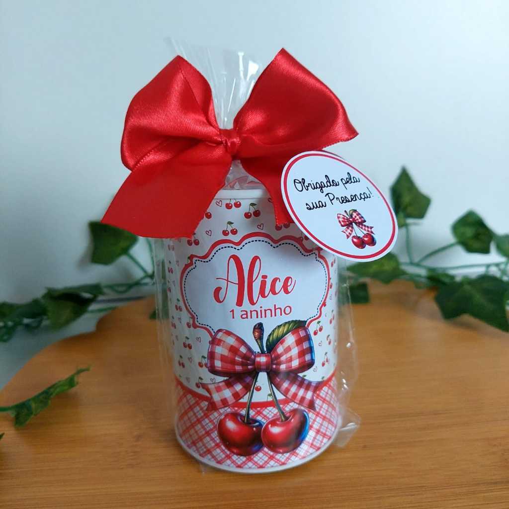 Cofrinho Personalizado Cerejinha  | Lembrancinha Aniversário Infantil | Todos os Temas