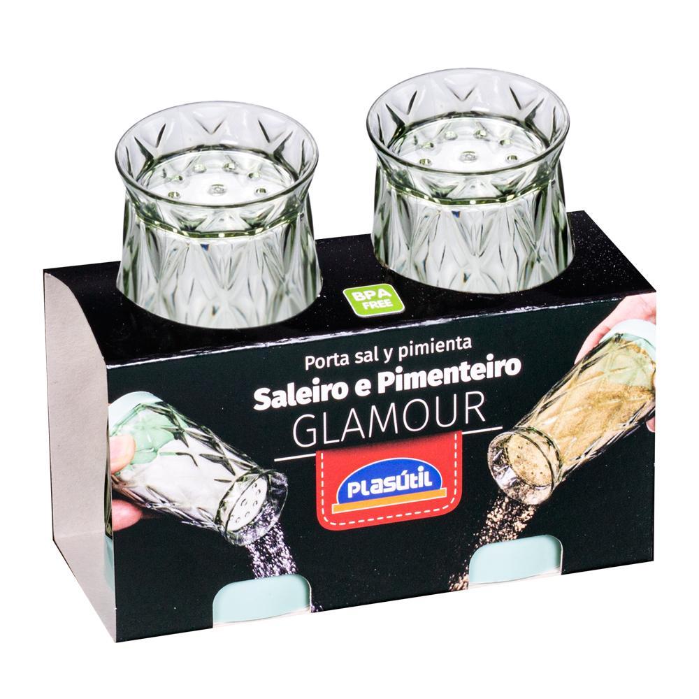 Kit Saleiro e Pimenteiro Tempero Mesa Bancada Verde Glamour Plasútil