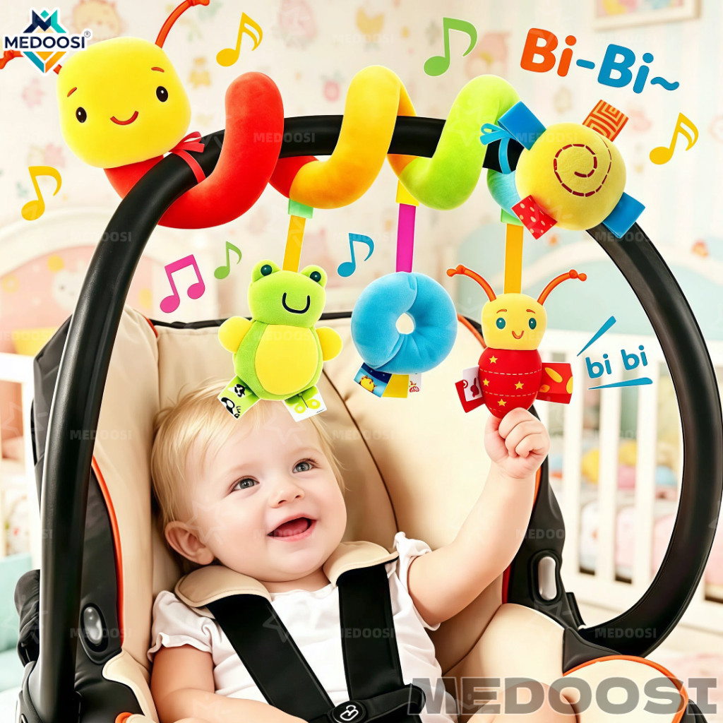 Bebê Recém Nascido Mobile Centopeia Espiral /ARCO-IRIS Coruja Carrinho Brinquedo Conforto de Berço Com Chocalho