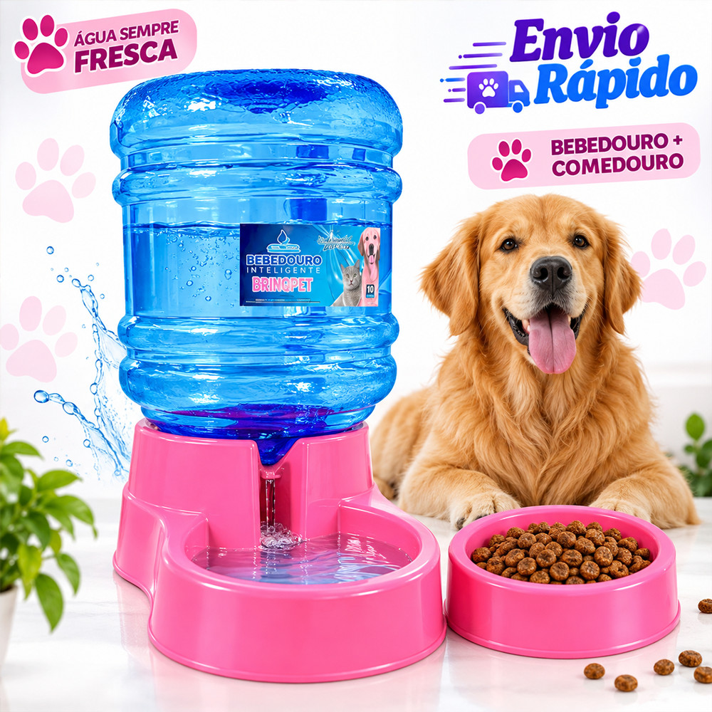 Bebedor de Água para Cachorro 10 Litros Bebedouro Cachorro + Comedouro Cachorro 2500ML Ração Pet