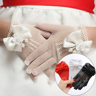 Luvas De Casamento Infantis , Curtas De Malha De Renda Fina Vestido De Etiqueta Com Nó De Laço