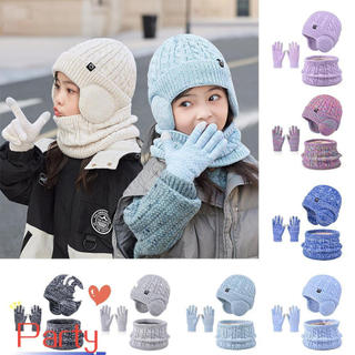 Conjunto De Luvas De Cachecol De Pescoço Para Crianças PARTY , Gorros Grossos E Quentes , Aquecedores Forrados De Lã De