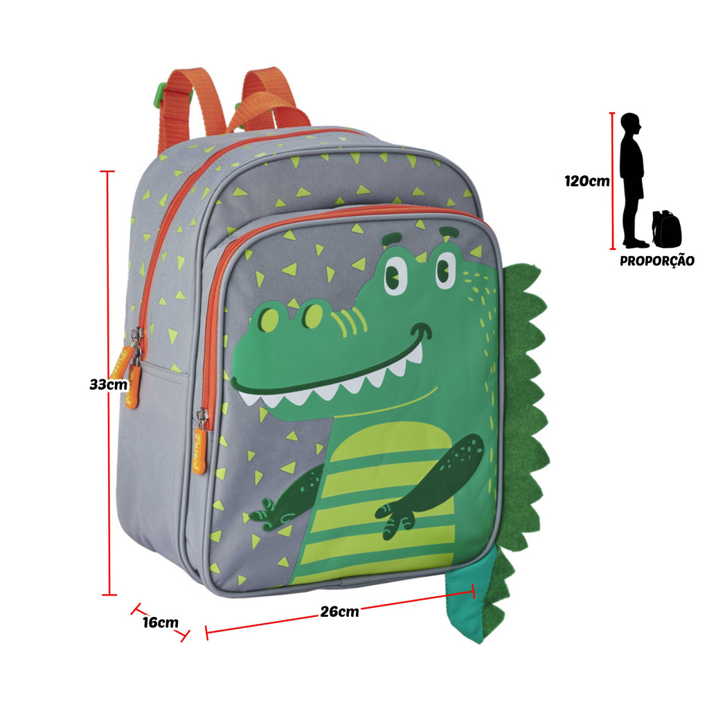 Mochila Porco Espinho Elefante Jacaré Resistente Menino Leve Escolar Passeio Viagem