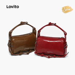 (New Arrival) Lovito Elegante Bolsa Hobo Pequena Ombro Pu Feminina Zíper Duas Alças Alças Largas Fivela Metálica Multifuncional HUFB128FX064