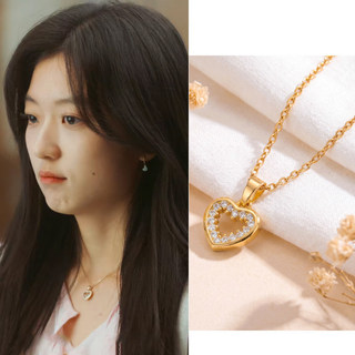 Início da primavera ensolarado Lang Shangzhi Tao sol Qian mesmo colar amor Micro-incrustado zircônio ins nicho High-End 
