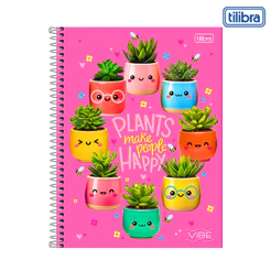 Caderno 1 Matéria Universitario Feminino Vibe -TILIBRA Capa:Plantas